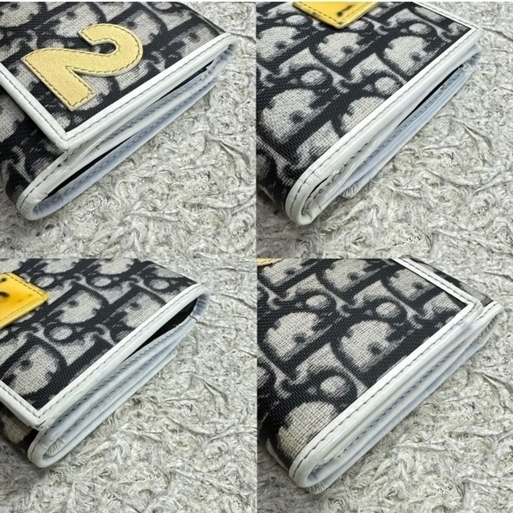 Authentic CHRISTIAN DIOR #2 NAVY BLUE & CREAM BIFOLD SNAP WALLET WITH BOX - Picture 6 of 12